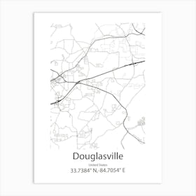 Douglasville,United States Minimalist Map Art Print