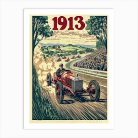 Aihrgdesign A Retro Travel Poster Of The 1913 Grand Prix Race F6ba1b2a Cfb0 4183 Abbe B83a8bde244b 3 Art Print