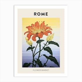 Rome Italy Botanical Flower Market Poster Art Print