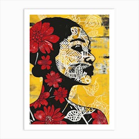 Portrait Of A Woman With Flowers 11 Art Print