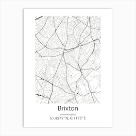 Brixton,United Kingdom Minimalist Map Poster