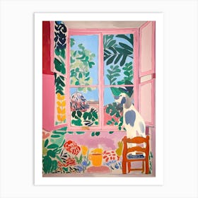 Open Window Matisse Inspired Dog Looking Out Art Print