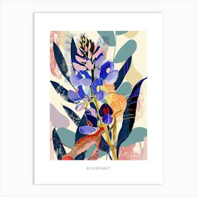 Colourful Flower Illustration Poster Bluebonnet 7 Art Print