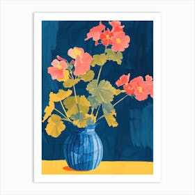 Geranium Flowers On A Table   Contemporary Illustration 2 Art Print