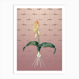 Vintage Watsonia Botanical on Dusty Pink Pattern n.0231 Art Print