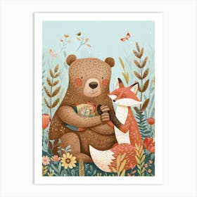 Brown Bear A Bear And A Fox Storybook Illustration 3 Art Print
