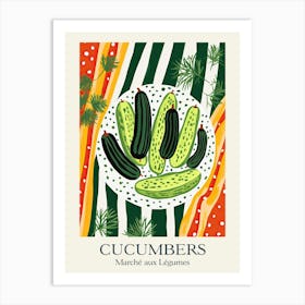 Marche Aux Legumes Cucumbers Summer Illustration 2 Art Print