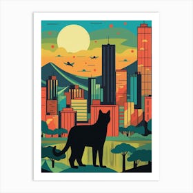 Sao Paulo, Brazil Skyline With A Cat 1 Art Print