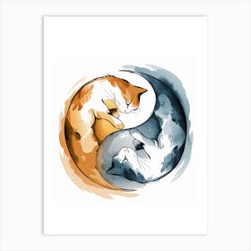 Yin Yang Cats Art Print