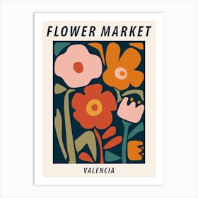 Flower market Valencia, Abstract flowers, Floral art Art Print