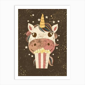 Unicorn Eating Popcorn Mustard Muted Pastels 1 Art Print