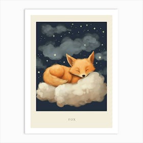 Baby Fox 9 Sleeping In The Clouds Nursery Poster Art Print