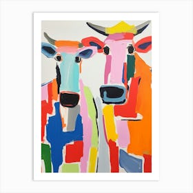 Colourful Kids Animal Art Cow 5 Art Print
