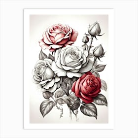 Roses In A Vase 3 Art Print