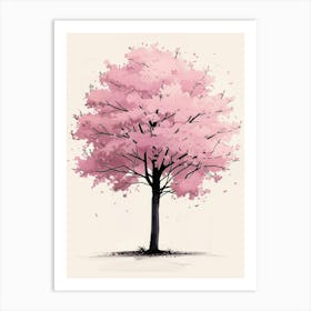 Cherry Tree Pixel Illustration 3 Art Print