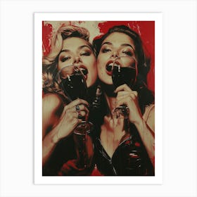 Two Women Drinking Wine 2 Art Print