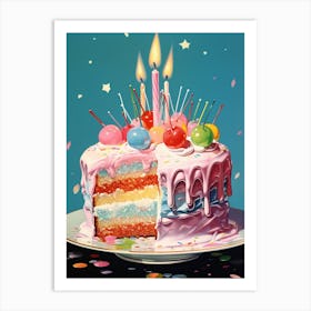 Cake With Frosting Vintage Cookbook Style 2 Art Print
