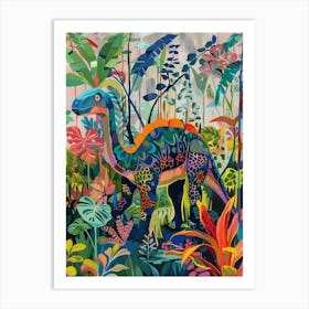 Colourful Dinosaur In The Wild Painting 1 Art Print