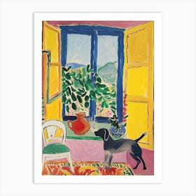 Open Window Matisse Inspired With A Grey Dog Art Print