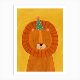 Lion In A Party Hat Art Print