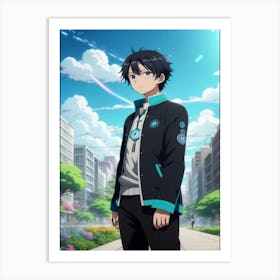 Anime Character Standing In A City Art Print