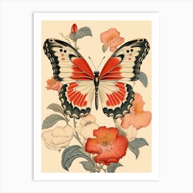 Butterfly Animal Drawing In The Style Of Ukiyo E 1 Art Print