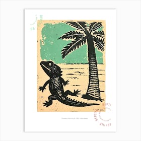 Chameleon With Palm Trees Bold Block 2 Poster Art Print