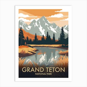 Teton National Park Vintage Travel Poster 2 Art Print