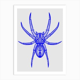 Pattern Blue Spider Art Print