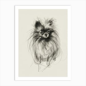 Pomeranian Dog Charcoal Line 2 Art Print