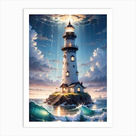 A Lighthouse In The Middle Of The Ocean 37 Art Print