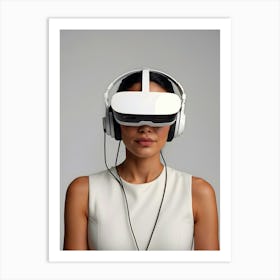 Woman Wearing Vr Glasses Art Print