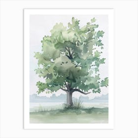 Sycamore Tree Atmospheric Watercolour Painting 3 Art Print