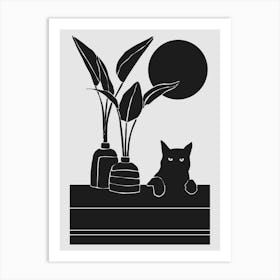 Cat And Plants Art Print