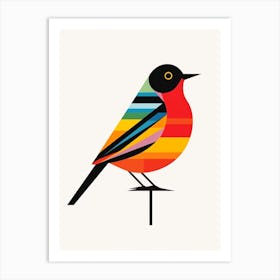 Colourful Geometric Bird Blackbird 2 Art Print