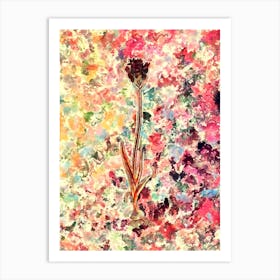 Impressionist Chincherinchee Botanical Painting in Blush Pink and Gold Art Print