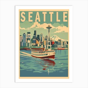 Seattle 4 Vintage Travel Poster Art Print