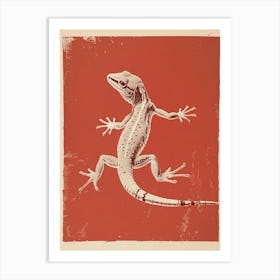 Coral Gecko Blockprint 2 Art Print