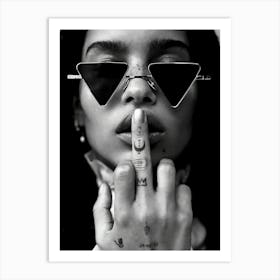 Feminist Middle Finger Black And White Luxury Fashion Art Print