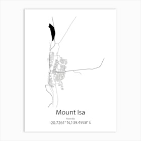 Mount Isa,Australia Minimalist Map Art Print