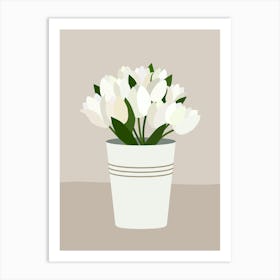 Tulips In A Vase Cream Beige Art Print