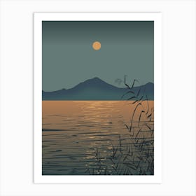 Moonlight Over Lake Art Print