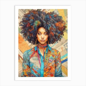 Afro Fashionista Pencil Drawing 4 Art Print