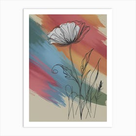 Poppy Stem Abstract Line Art Art Print