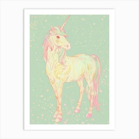 Rainbow Pastel Unicorn Storybook Style 2 Art Print