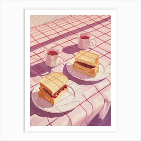 Pink Breakfast Food Peanut Butter And Jelly 4 Art Print