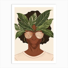 Afro-American Woman With Leaves On Her Head Art Print