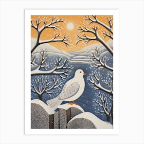 Winter Bird Painting Dove 1 Art Print