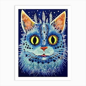 Louis Wain Blue Gothic Kaleidoscope Cat 0 Art Print