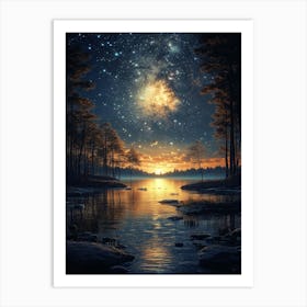 Night Sky In The Forest 1 Art Print